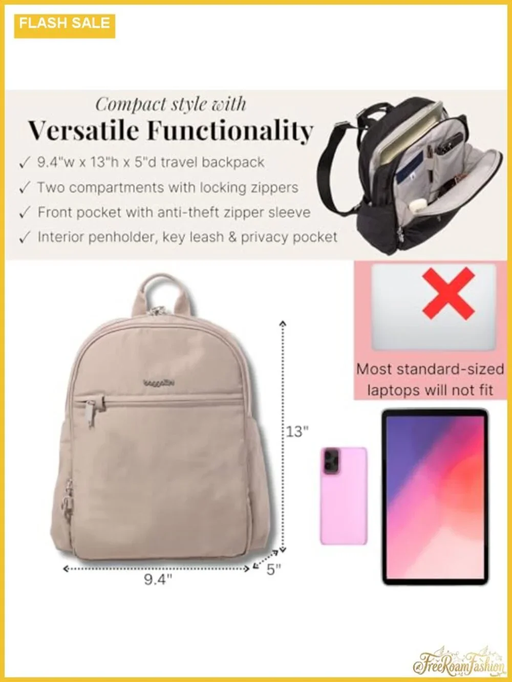 Anti-Theft Travel Backpack with Locking Zippers and RFID Protection